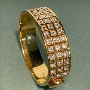 Coach Gold Plated Diamond & Coach Signature “C” Etched Bangle Bracelet.